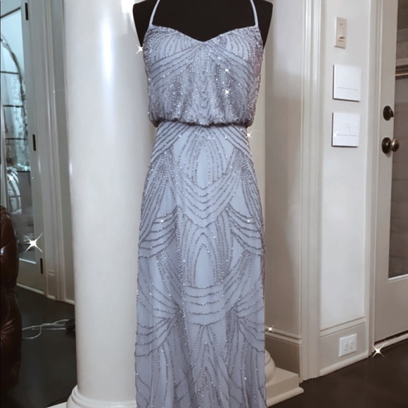 COPY - NEW Adrianna Papell Silver Beaded Gown - Picture 7 of 10